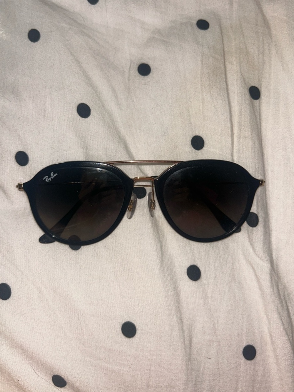 Ray-Ban Black Frame Gold Double-Bridge Sunglasses